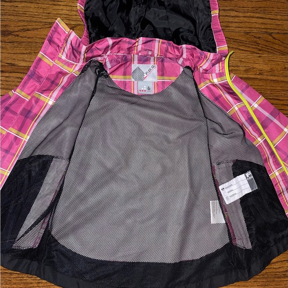 London Fog Pink and Yellow Plaid Kids Raincoat - Picture 2 of 6